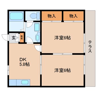 間取図 近鉄難波線・奈良線/生駒駅 徒歩11分 1階 築26年