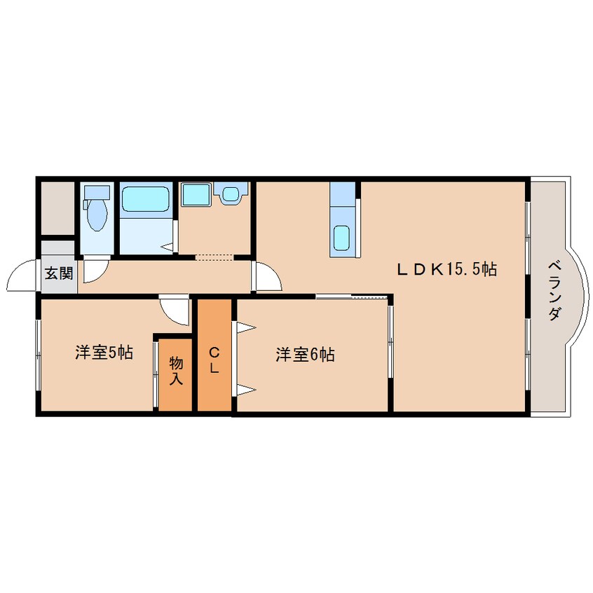 間取図 近鉄難波線・奈良線/生駒駅 徒歩9分 2階 築27年