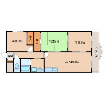 間取図 近鉄難波線・奈良線/生駒駅 徒歩9分 4階 築28年