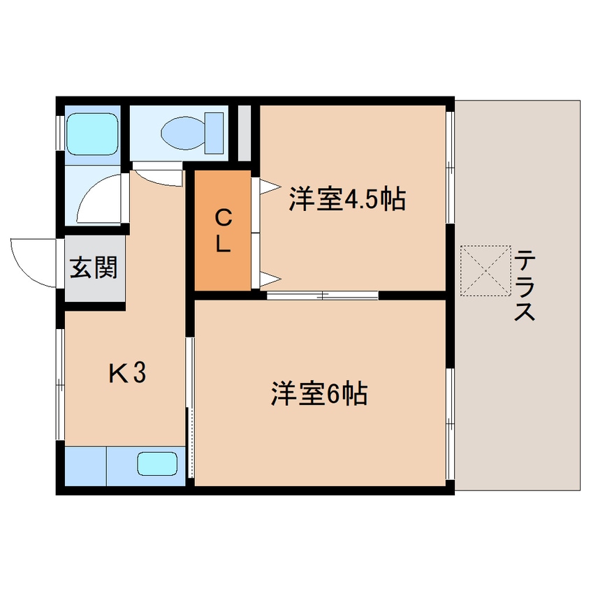 間取図 近鉄難波線・奈良線/生駒駅 バス8分松美台下車:停歩1分 1階 築46年