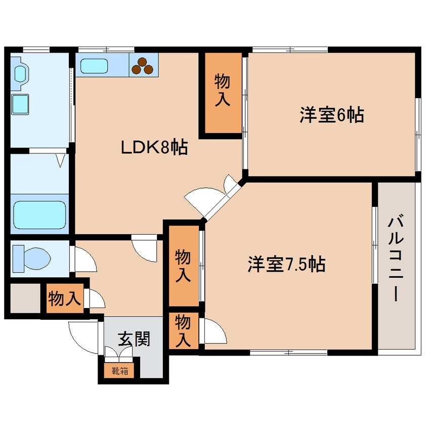 間取図 近鉄生駒線/菜畑駅 徒歩8分 3階 築24年