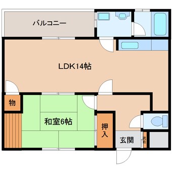 間取図 近鉄生駒線/菜畑駅 徒歩3分 3階 築35年