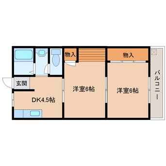 間取図 近鉄難波線・奈良線/生駒駅 徒歩11分 2階 築40年