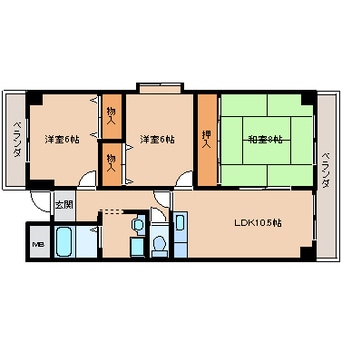 間取図 近鉄生駒線/菜畑駅 徒歩1分 3階 築29年