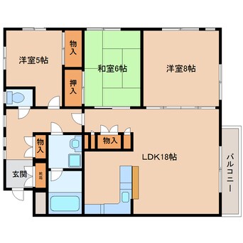 間取図 近鉄生駒線/菜畑駅 徒歩6分 3階 築25年