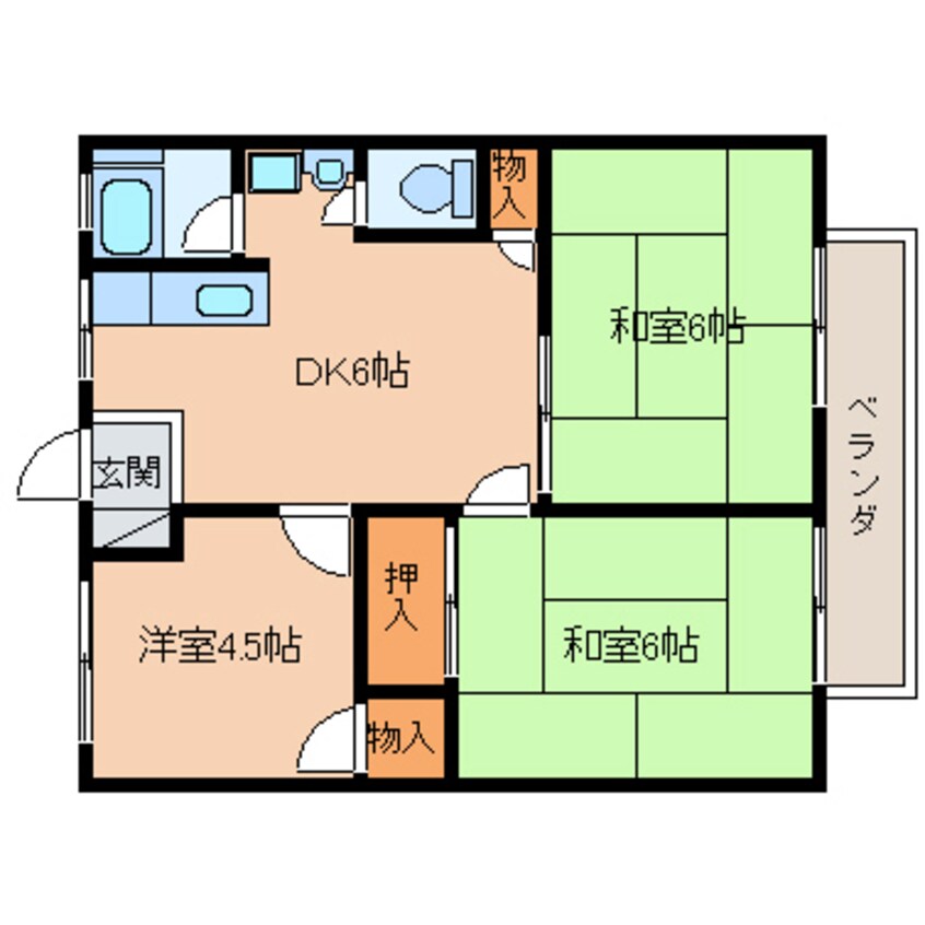 間取図 近鉄生駒線/南生駒駅 徒歩8分 2階 築40年