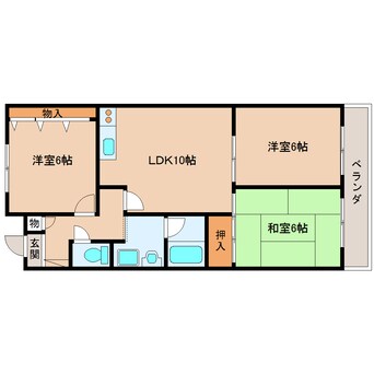 間取図 近鉄難波線・奈良線/生駒駅 バス9分喜里ヶ丘南口下車:停歩1分 2階 築28年
