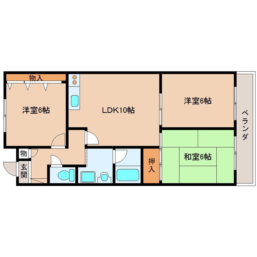 間取図 近鉄難波線・奈良線/生駒駅 バス9分喜里ヶ丘南口下車:停歩1分 2階 築28年