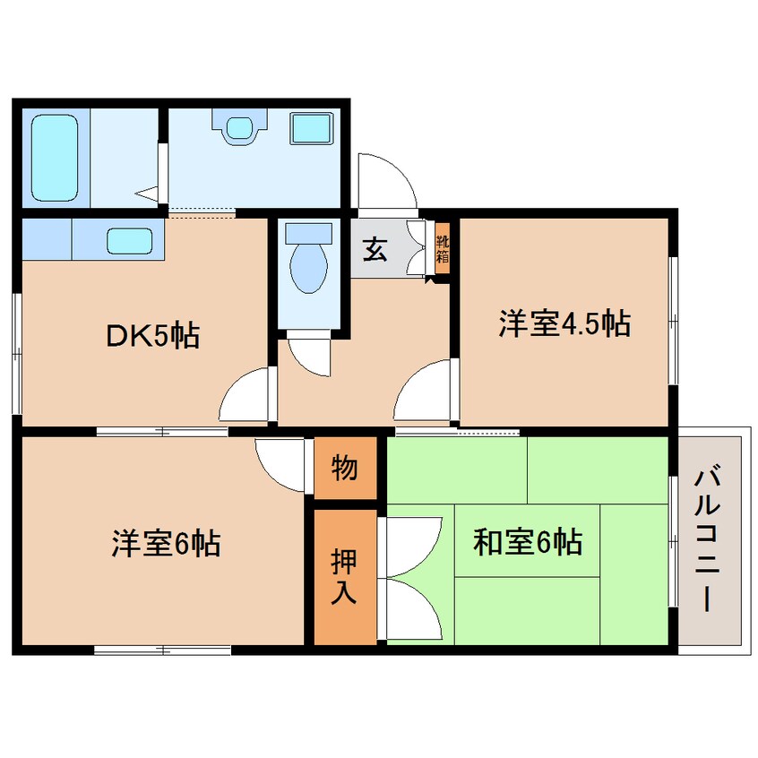 間取図 近鉄生駒線/菜畑駅 徒歩9分 2階 築35年