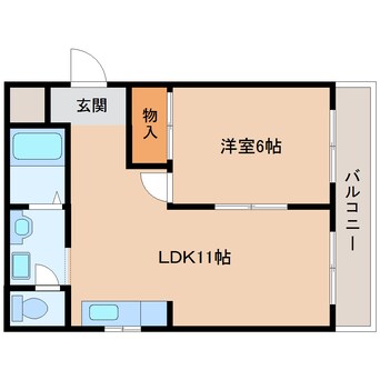 間取図 近鉄生駒線/一分駅 徒歩5分 2階 築30年