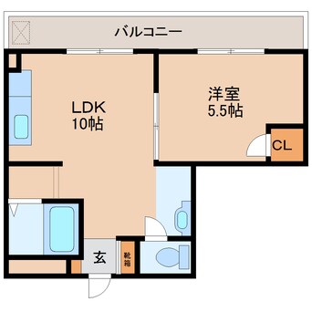 間取図 近鉄生駒線/一分駅 徒歩5分 3階 築30年