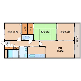 間取図 近鉄難波線・奈良線/東生駒駅 徒歩3分 5階 築24年