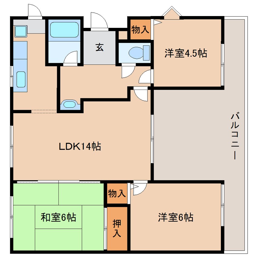 間取図 近鉄難波線・奈良線/生駒駅 徒歩5分 2階 築34年