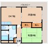 近鉄難波線・奈良線/生駒駅 徒歩18分 3階 築35年 2DKの間取り