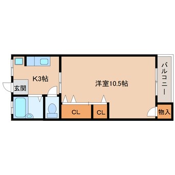 間取図 近鉄難波線・奈良線/東生駒駅 徒歩4分 3階 築50年