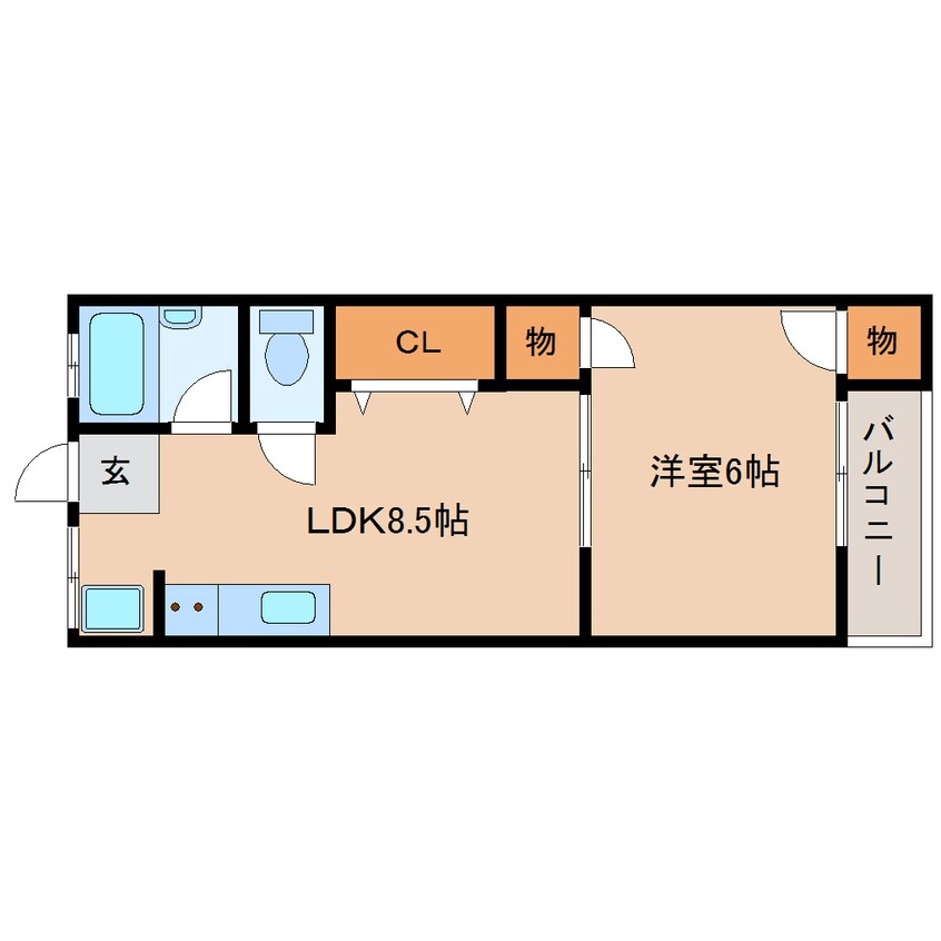 間取図 近鉄難波線・奈良線/東生駒駅 徒歩4分 2階 築50年