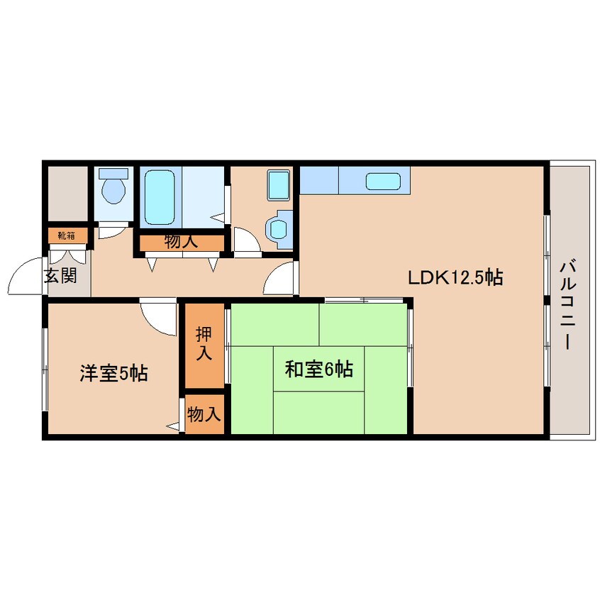 間取図 近鉄難波線・奈良線/生駒駅 徒歩13分 2階 築22年