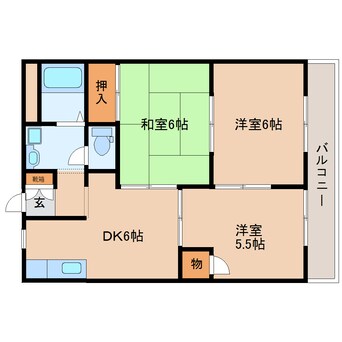 間取図 近鉄生駒線/一分駅 徒歩3分 2階 築31年