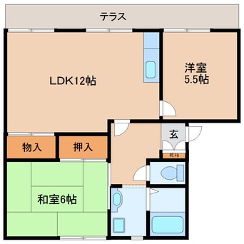 間取図 近鉄難波線・奈良線/生駒駅 徒歩13分 1階 築32年