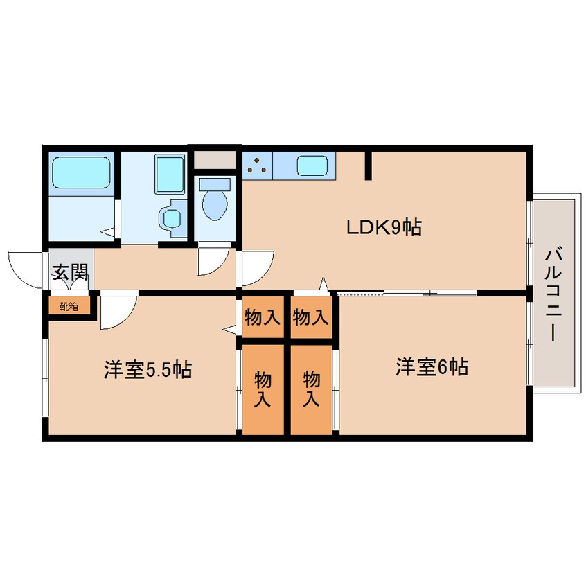 間取図 近鉄生駒線/一分駅 徒歩7分 1階 築26年