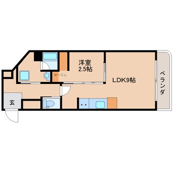 間取図 近鉄難波線・奈良線/東生駒駅 徒歩1分 9階 築31年