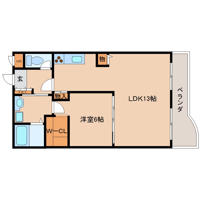 間取図 近鉄難波線・奈良線/東生駒駅 徒歩1分 7階 築31年