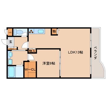 間取図 近鉄難波線・奈良線/東生駒駅 徒歩1分 7階 築31年