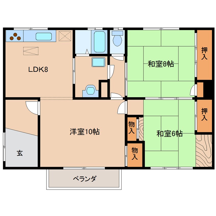 間取図 近鉄難波線・奈良線/生駒駅 徒歩8分 1階 築43年