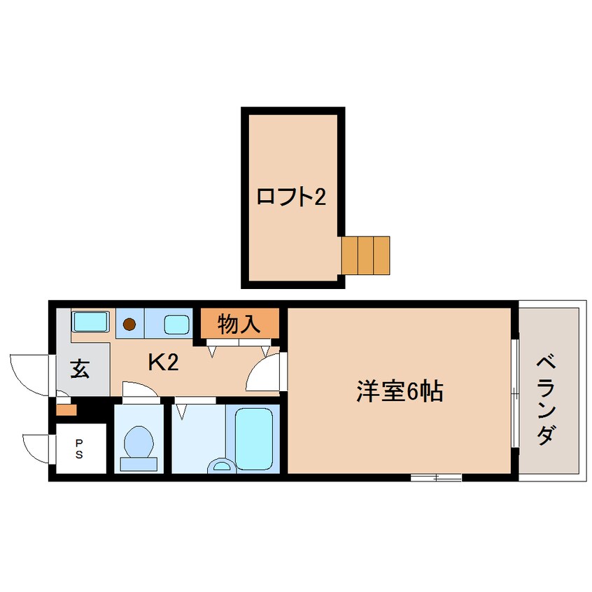 間取図 近鉄難波線・奈良線/東生駒駅 徒歩7分 2階 築31年