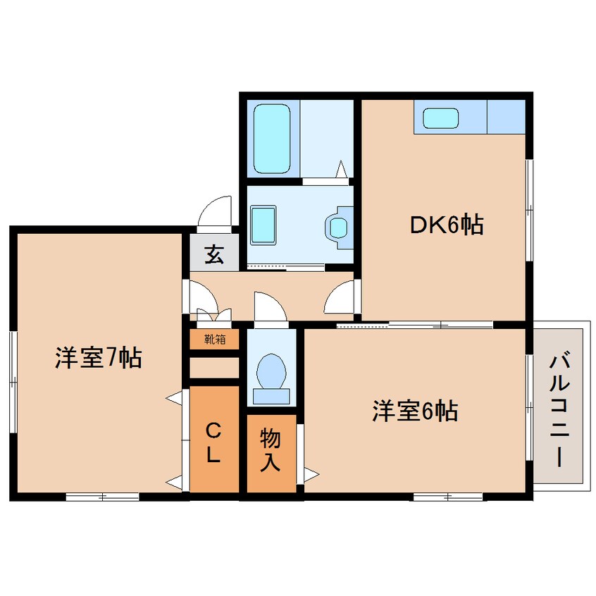 間取図 近鉄難波線・奈良線/生駒駅 徒歩11分 2階 築37年