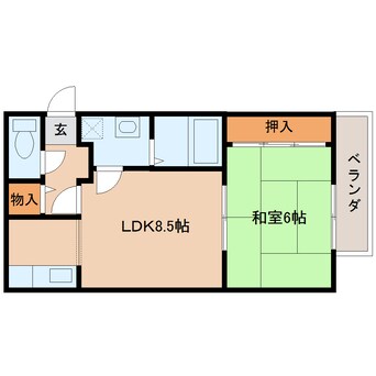 間取図 近鉄難波線・奈良線/生駒駅 徒歩9分 2階 築26年