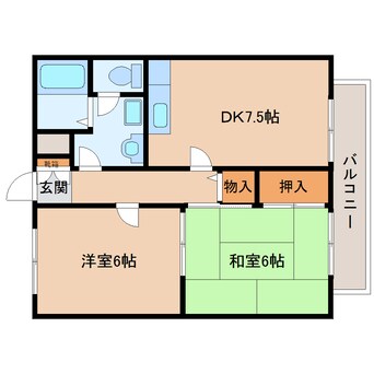 間取図 近鉄難波線・奈良線/生駒駅 徒歩10分 1階 築24年