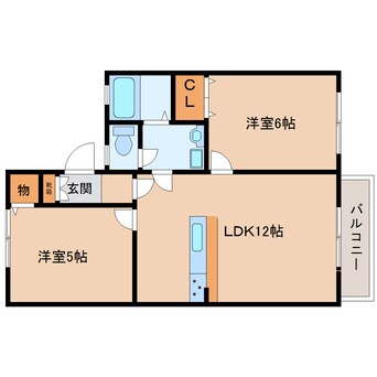 間取図 近鉄生駒線/菜畑駅 徒歩5分 2階 築40年