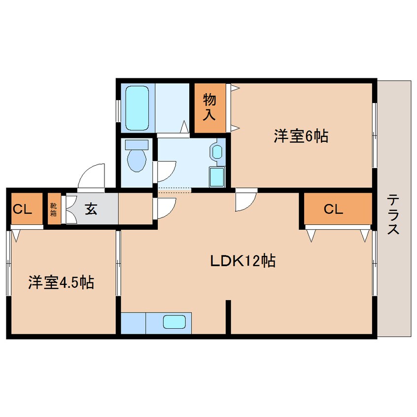 間取図 近鉄生駒線/菜畑駅 徒歩5分 1階 築40年