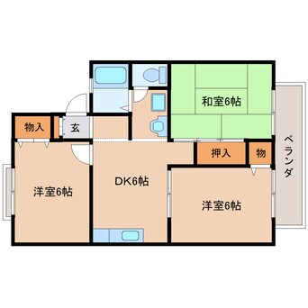 間取図 近鉄生駒線/南生駒駅 徒歩8分 2階 築27年