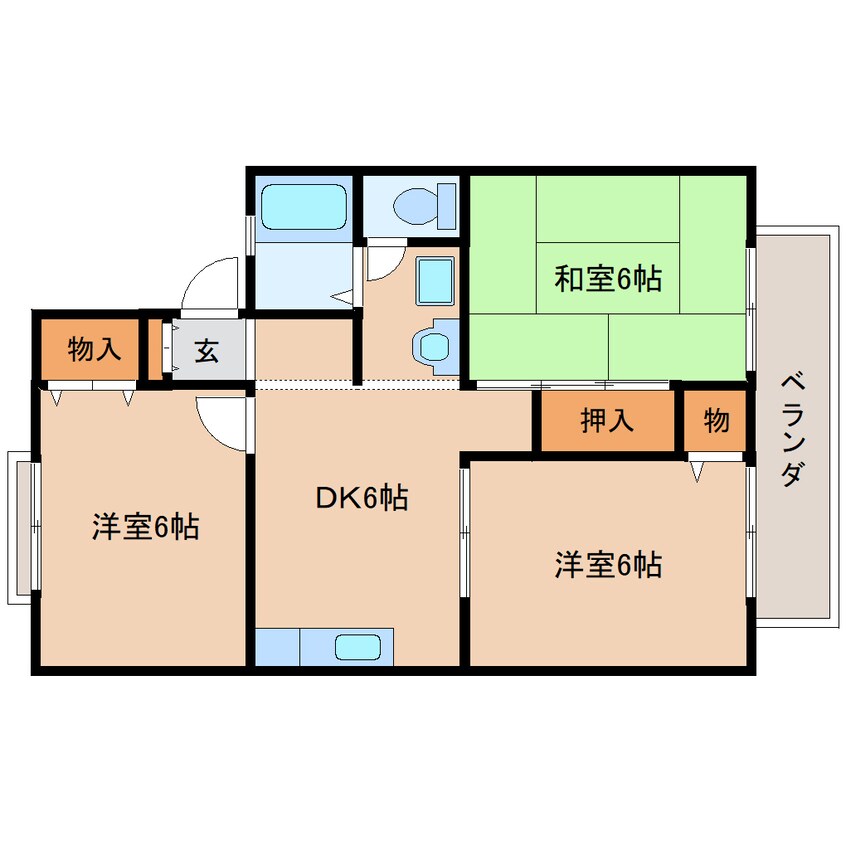 間取図 近鉄生駒線/南生駒駅 徒歩8分 2階 築27年