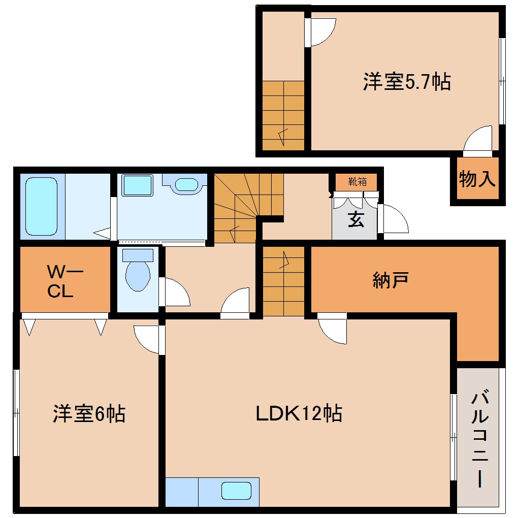 間取り図 近鉄生駒線/一分駅 徒歩4分 2階 築24年