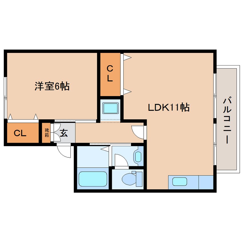 間取図 近鉄難波線・奈良線/東生駒駅 徒歩15分 2階 築33年