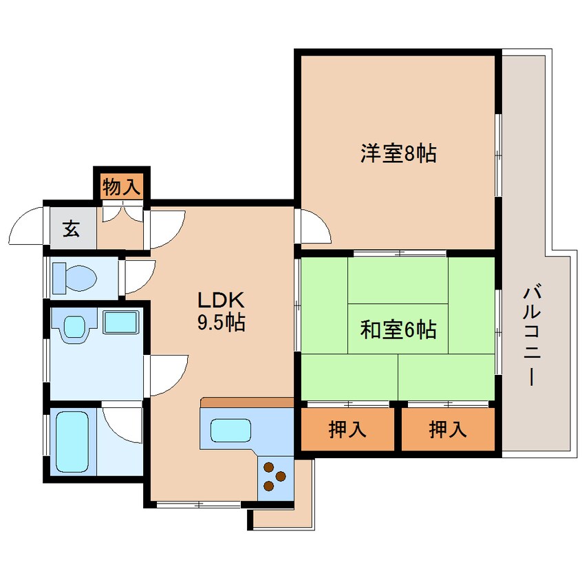 間取図 近鉄難波線・奈良線/生駒駅 徒歩4分 4階 築34年