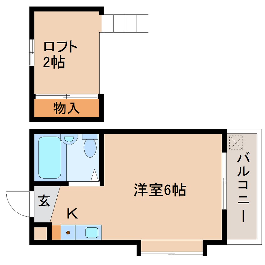 間取図 近鉄難波線・奈良線/東生駒駅 徒歩10分 2階 築37年