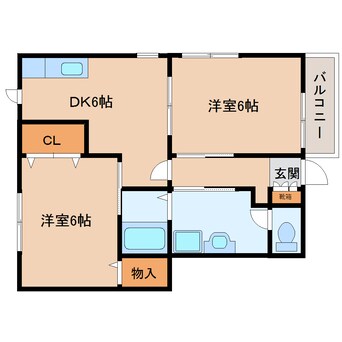 間取図 近鉄難波線・奈良線/生駒駅 徒歩13分 1階 築21年