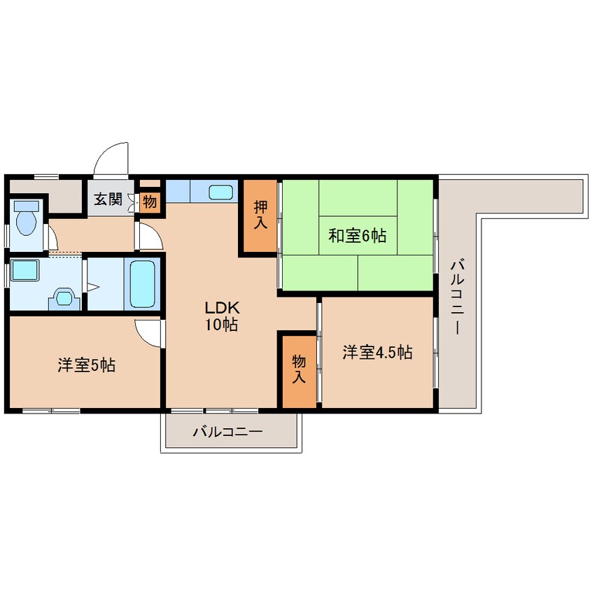 間取図 近鉄難波線・奈良線/東生駒駅 徒歩8分 4階 築47年