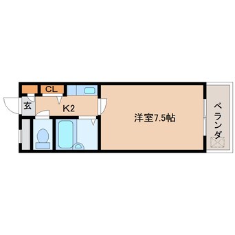 間取図 近鉄難波線・奈良線/東生駒駅 徒歩9分 3階 築27年