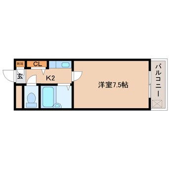 間取図 近鉄難波線・奈良線/東生駒駅 徒歩9分 2階 築27年