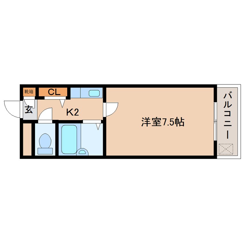 間取図 近鉄難波線・奈良線/東生駒駅 徒歩9分 2階 築27年
