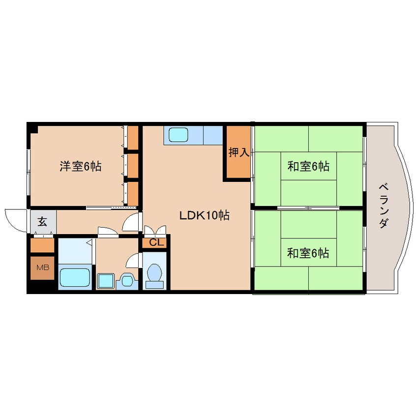 間取図 近鉄生駒線/南生駒駅 徒歩10分 5階 築31年