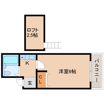 間取図 近鉄難波線・奈良線/東生駒駅 徒歩10分 3階 築33年