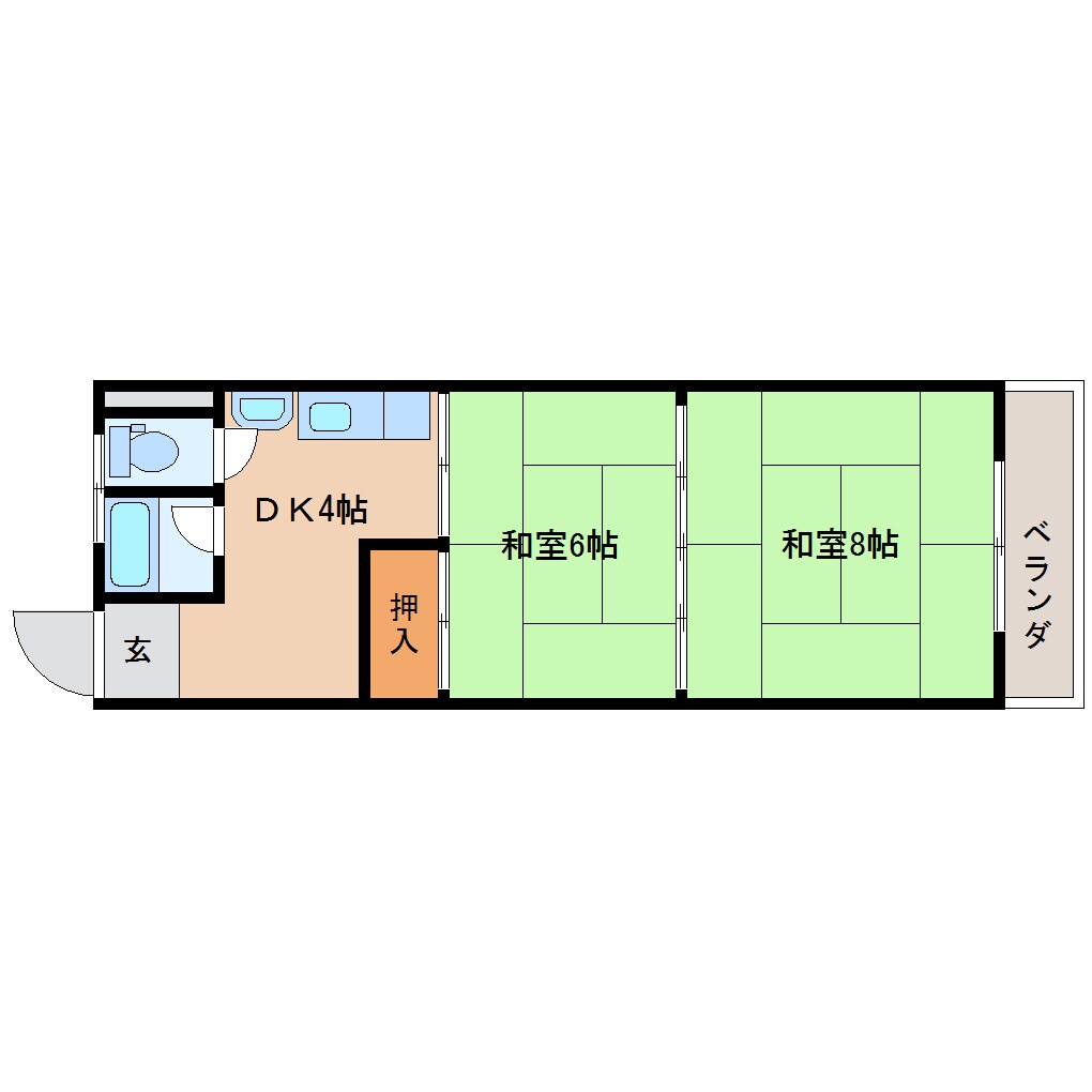 間取り図 近鉄生駒線/一分駅 徒歩13分 1階 築43年