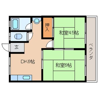 間取図 近鉄難波線・奈良線/東生駒駅 徒歩5分 1階 築43年