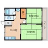 近鉄難波線・奈良線/東生駒駅 徒歩5分 1階 築44年 2DKの間取り
